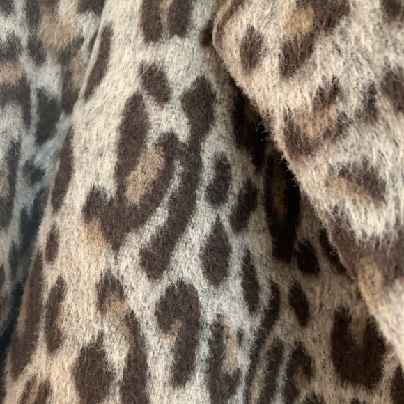 Leopard Print Pea Coat grey animal print Sz XL faux fur - Picture 2 of 5